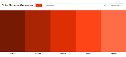 color scheme generator used with color orange